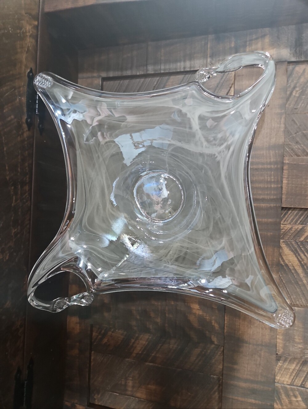 Clear Blown Glass Decorative Bowl